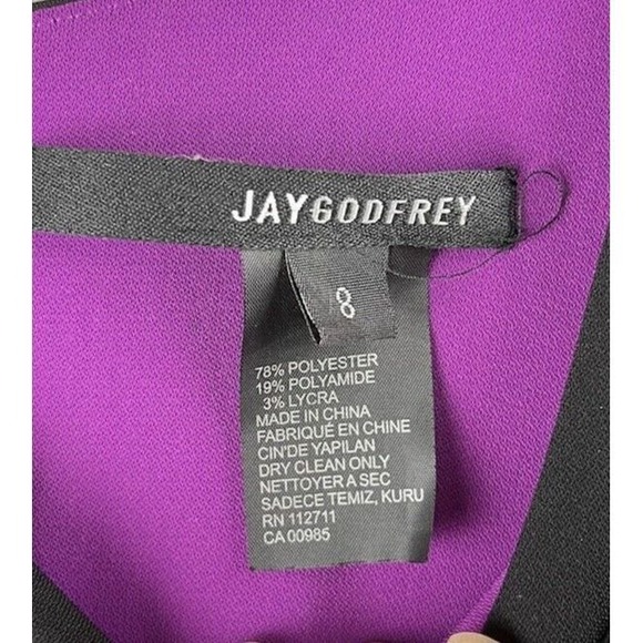 Jay Godfrey Womens Black Purple Floral Lace Fit and Flare Cocktail Dress Size 8 - Picture 5 of 7